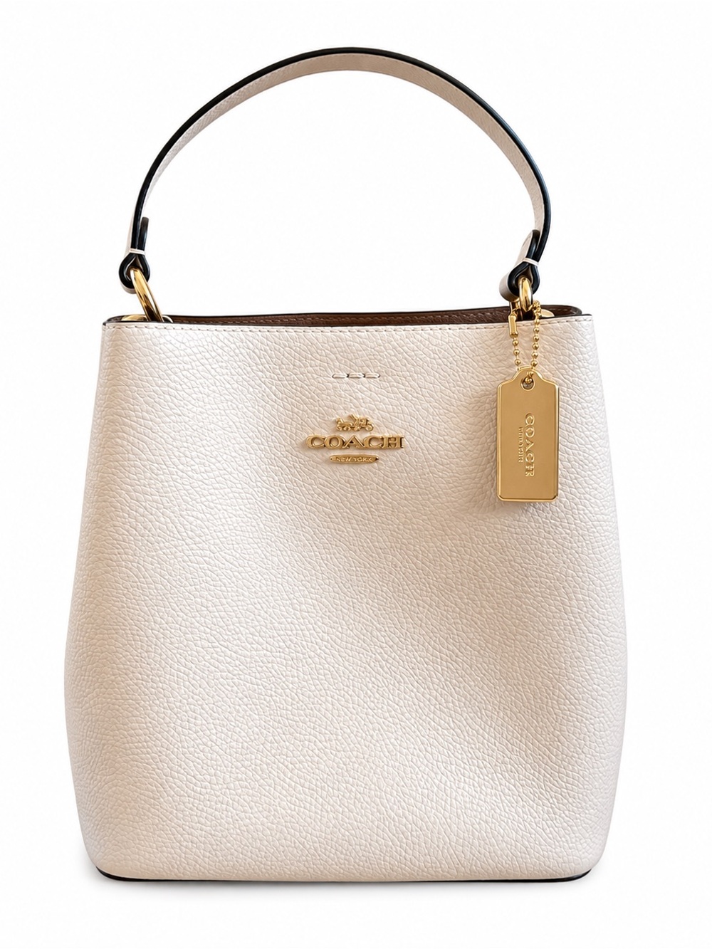 Coach Small Town Bucket Bag in Pebble Leather Chalk